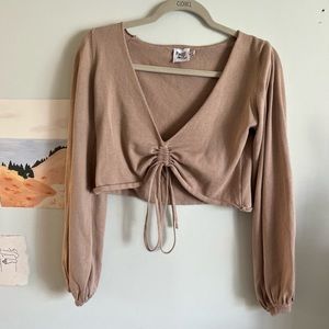 Princess Polly beige crop long sleeve